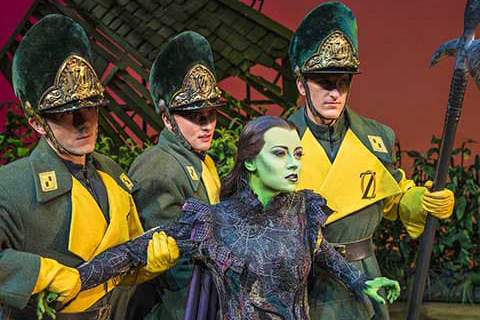 Helen Woolf as Glinda and Lucie Jones as Elphaba. Photo by Matt Crockett